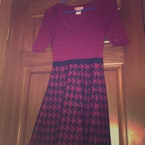 Pink Herringbone skater sweater dress- fit n flare